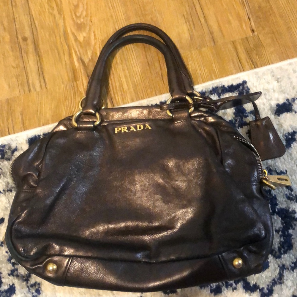 Prada bag. Beautiful metallic brown!